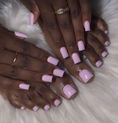 Solid Color Nails By Skin Tone Range, White Or French Nails, Really Square Acrylic Nails, Nails Acrylic Black Women Designs, Pink Short Nails Black Women, Pink Nails On Dark Skin Black Women, Short Square Nails Colors, Sorry Nail Designs, Vacation Nails Hawaii