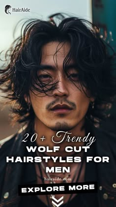 Embrace the wild side with the rugged charm of the wolf cut for men. 🐺💇‍♂️ Men's Long Hairstyles Wolfcut, Men’s Long Layered Cuts, Long Wavy Hair Men Style, Mens Hairstyles Wolfcut, Men’s Shaggy Hair, Wolf Cut Men Straight Hair Long, Boys Wolf Haircut, Soft Mullet Haircut Wolf Cut, Side Part Haircut Long Hair