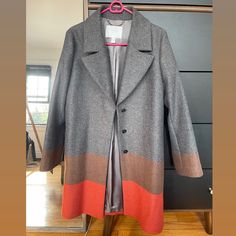 70% Wool, 25% Polyamid, 5% Cashmere Size Us6, Eur 38 Perfect Condition Tailored Long Sleeve Orange Outerwear, Orange Outerwear For Office In Fall, Chic Orange Outerwear For Work, Brown Wool Coat, Hugo Boss Women, Overcoat Jacket, Cashmere Dress, Peacoat Jacket, Boss Black