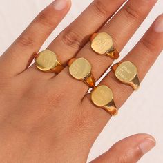 Wear each ring to remind you to maintain a positive and peaceful state of mind. perfect for any outfit. Material: 18K Gold Plated over Stainless Steel. Finished with anti-tarnish processing (allergic skin safe + nickel and lead-free). Does not tarnish. More Self Love, Word Ring, No One Loves Me, Initial Ring, Shoe Gifts, Engraved Rings, Polish Jewelry, Promise Rings, Sales Gifts