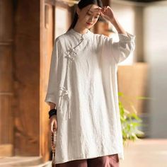 Shirt dress for women Linen Vintage top and Robe Dress Elegant Linen Tunic Dress For Spring, Flax Linen Ramie Dress For Spring, Spring Flax Ramie Linen Dress, Elegant Linen Tunic Dress, Fall Linen Tunic Dress, Relaxed Fit Flax Linen Dress, Elegant Flax Linen Spring Dress, Shirt Dress For Women, Linen Coat