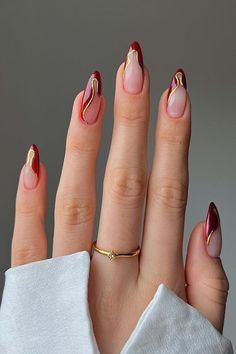 Asian Inspired Nails, Red Nails Inspo Almond, 2024 Nails Summer, Grad Nails Almond, Red Dress Nails Ideas, Cherry Red Nails Almond, Nail Almond Ideas, Nails For A Red Dress, Wedding Red Nails