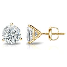 PRICES MAY VARY. EXQUISITE DESIGN - Enhance your elegance with IGI Certified 1.00 carat lab grown diamond round stud earrings in 14k yellow gold. These earrings feature lab-grown diamonds with E-F color and SI1-SI2 clarity, set in a 3-prong martini setting. With a 5.00 mm diameter and secure screw-back design, they blend sophistication and convenience, suitable for both everyday wear and special occasions. Opt for these exquisite earrings to embrace ethical luxury ETHICAL AND CONFLICT FREE - Exp Round Diamond Stud Earrings, Martini Set, Diamond Earrings Studs Round, Diamond Simulant, Back Jewelry, Round Stud Earrings, Diamond Stud Earrings, Diamond Stud, Exquisite Jewelry