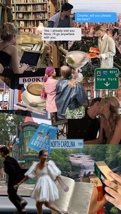 the collage shows many different images with people and books on them, as well as pictures