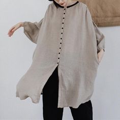 Loose linen shirt for woman,oversize linen top,linen tunic shirt,summer spring top,linen maxi top,pl Casual Beige Linen Long Sleeve Dress, Beige Long Sleeve Casual Linen Dress, Casual Beige Long Sleeve Linen Dress, Spring Lagenlook Blouse Relaxed Fit, Beige Linen Lagenlook Top, Oversized Cotton Tunic For Summer, Oversized Cotton Blouse In Lagenlook Style, Chic Cotton Tunic With Relaxed Fit, Oversized Cotton Lagenlook Blouse