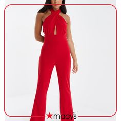 in stock Chic Red One-piece Jumpsuits And Rompers, Chic Red One-piece Jumpsuit, Chic Red One-piece Jumpsuit Or Romper, Red Overall Jumpsuit For Party, Palazzo Jumpsuit, Jumpsuit Online, Women Halter, Red Jumpsuit, Halter Neck