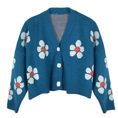 Daisies Cardigan Get ready for the cutest addition to your wardrobe with our Daisies Cardigan! Featuring a charming daisy design, this cardigan is the perfect way to add a touch of kawaii to any outfit. Made with high quality materials, it's not only adorable but also comfortable and long-lasting. Free Size: Bust: 124cm/ 48.8 in, Length: 48cm/ 18.9 in, Sleeves: 38cm/ 15.0 in Material: Cotton Boogzel Apparel, Cardigan Y2k, Clothes Art, Outfit Png, Loose Coats, Estilo Preppy, Kehlani, Short Cardigan, Cottagecore Aesthetic