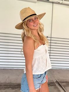 Person wearing straw panama hat with a black leather band Straw Panama Hat, Wide Brimmed, Leather Band, Panama Hat, One Size Fits All, A Black, Panama, Sunnies, Casual Looks