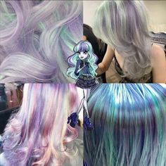 Monster High Hair Inspiration, Hair Dye Designs, Pelo Aesthetic, Blue And Purple Hair, Vampire Hair, Dyed Curly Hair