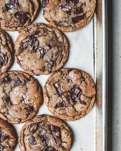 chocolate chip cookies on a baking sheet ready to be baked