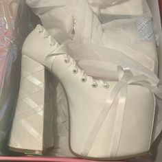 Item Is New Never Worn. It Runs Small White Platform Boots With Blood Drip, Dollskill Shoes White, Dolls Kill Shoes Platform, Rave Boots, White Platforms, Bohemian Princess, Dolls Kill Shoes, Platform Combat Boots, Chunky Platform Sandals