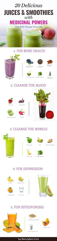 the ingredients for juices and smoothies are shown in this info sheet, which shows how