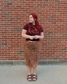 Midi Skirt Plus Size Outfits, Curvy Indie Outfits, Fall Trendy Baggy Skirt, Long Skirt Outfits Midsize, How To Style A Jean Skirt Plus Size, Cottagecore Midsize, Long Skirt Midsize, Plus Size Midi Skirt Outfit, Spring Midsize Outfits