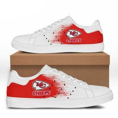 Kansas City Chiefs Ss Custom Sneakers Bg99 Shipping from the US. Easy 30 day return policy, 100% cotton, Double-needle neck, sleeves and hem; Roomy Unisex Fit. Chiefs Logo, Kc Chiefs, Custom Sneakers, Kansas City Chiefs, Kansas City, Order Now, Kansas, Black Women, Personal Style