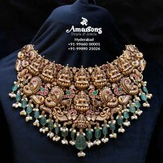 Amarsons Jewellery, Antique Gold Pendant, Mango Necklace, Gold Temple Jewellery, Choker Necklace Designs, Indian Bridal Jewelry Sets, Pearl Jewels, Emerald Bead, Bridal Jewellery Indian