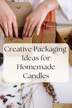 Candle Bundle Packaging, How To Wrap Candles Gift Packaging Ideas, Candle Box Label, Candle Packaging Ideas Boxes Gifts, Homemade Candle Packaging Ideas, Cute Candle Packaging Ideas, Unique Candle Packaging Ideas, Decorating Gift Boxes, Packaging For Candles Ideas