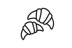 two pieces of bread are shown in this black and white drawing, one is half eaten