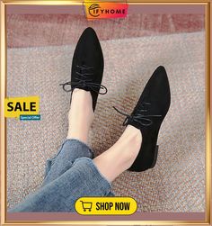 Women's Flats Comfort Shoes Flat Heel Pointed Toe Suede Lace-up Black Comfort Shoes, Suede Lace, Women's Flats, Shoes Casual, Up Shoes, Shoe Sale, Lace Up Shoes, Womens Flats, Comfortable Shoes