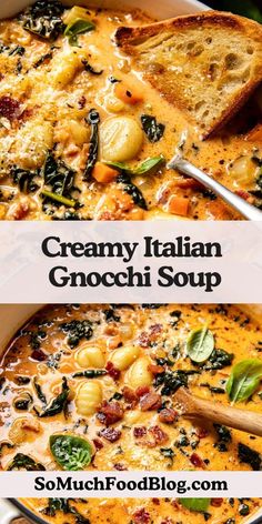 creamy italian gnocchi soup with spinach and artichokes