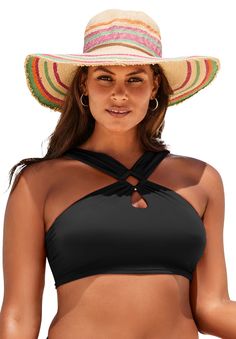 Enjoy extra sun coverage and heightened style with our High Neck Halter Bikini Top. The higher neckline is accented with a gold-tone ring and provides a built-in floating bra with sewn-in molded cups, a Power Mesh frame, and a plush elastic under band for added bust support and comfort. Features flattering shirred detail and adjustable straps, so you can customize the fit to your liking. High halter necklineBuilt-in floating molded wirefree bra cups with Power Mesh bra framePlush elastic under b High Neck Halter, Mesh Bra, Swimsuits For All, Cheeky Bikinis, Bra Cups, Swimsuit Tops, Mild Soap, Swimwear Tops, Upf 50