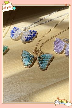 Enter a world of dreams with our Butterfly Dreams Necklace. Each piece is handcrafted with precision, featuring a delicate butterfly pendant on a stainless steel chain, adorned with colorful crystal beads. This necklace is a dream come true for any nature lover. #bohonecklace#beachjewelry#wirejewelry#crystalbeads#necklace#handemadejewelry#Diy#diygift#bohostyle#handmade#jewelry#wirework Handmade Adjustable Butterfly Necklace, Beaded Butterfly-shaped Jewelry Gift, Butterfly Shaped Beaded Chain Jewelry Gift, Beaded Butterfly Necklace With Round Beads As A Gift, Butterfly Shaped Beaded Necklace For Gift, Butterfly Shaped Beaded Necklace For Gifts, Beaded Butterfly Necklace For Gift, Butterfly Shaped Beaded Chain Jewelry For Gifts, Silver Beaded Butterfly Necklace