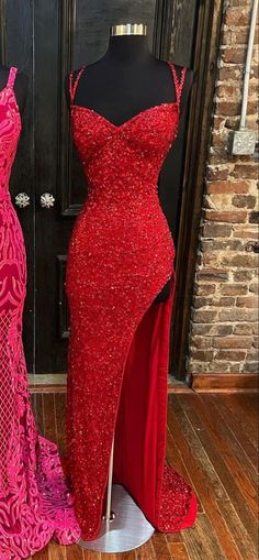 Sparkle Red Bodycon Sequined Long Prom Dresses Red Color Prom Dresses, Sparkly Red Dress Prom, Prom Dresses Red 2023, Red And Pink Prom Dress, Prom Dresses Las Vegas Theme, Red Right Prom Dress, Red And Prom Dress, Red Baddie Prom Dresses, Dark Red Hoco Dress Long