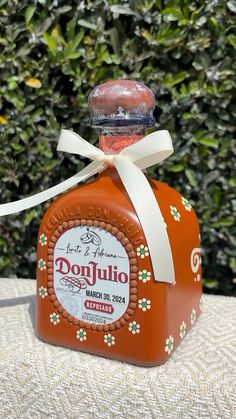 a bottle of donjullo sitting on top of a table