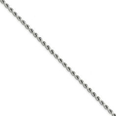 14k White Gold 3.5mm D/C Solid Rope Chain Bracelet or Anklet, 9 Inch Women Anklets, Metal Chain Link, Rose Gold Jewelry