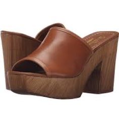 Brand New Shellys London Shoes Chic Spring Clogs With 4-inch Heel, Chic Clogs With 4-inch Heel For Spring, Formal Open Toe Clogs For Spring, Formal Spring Open Toe Clogs, Elegant Brown Summer Clogs, Formal Summer Clogs, Leather Clogs With 4-inch Heel For Spring, Brown Mules With 4-inch Heel For Spring, Elegant Brown Clogs For Spring