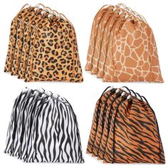 six animal print bags in different colors