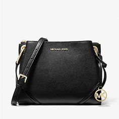 Michael Kors Nicole Large Pebbled Leather Crossbody Bag Nicole Crossbody Bag Will Lend Polished Allure To A Bevy Of Ensembles. Made From Pebbled Leather And Offset With Smooth Trim This Handbag Opens To A Roomy Interior Flanked By Two Exterior Compartments For Easy Organization. A Removable Charm Adds A Touch Of Shine Pebbled Leather Center Zip And Magnetic Snaps Closure Front & Back Full Length Pockets With Magnetic Snap Closure 1 Mk Charm Custom Fabric Lining 1 Center Zip Compartment Divided Has Slip In Pockets& 1 Zipper Pocket 9.5"(L) X 7.5"(H) X 2.25"(D) Strap: 20"-25" Condition Small Discoloration O The Metal See Photo 9 Bag Was Worn Few Times In Excellent Condition Pebbled Leather Crossbody Bag, Michael Kors Crossbody Bag, Womens Designer Handbags, Easy Organization, Michael Kors Black, Kate Spade Crossbody, Handbags On Sale, Michael Kors Bag, Leather Crossbody Bag