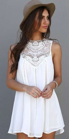 Sukienki Maksi, White Tank Dress, Boho Mode, Boho Styl, Dress Chiffon, Loose Dress, Boho Stil, Sleeveless Mini Dress, Hippie Style