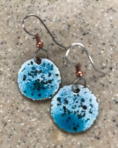 Blue Enamel Dangle Jewelry, Blue Enamel Hypoallergenic Jewelry, Blue Hypoallergenic Enamel Jewelry, Hypoallergenic Blue Enamel Jewelry, Handmade Artisan Blue Earrings, Artisan Handmade Blue Earrings, Artisan Blue Drop Earrings, Artisan Blue Nickel-free Earrings, Cadmium-free Blue Earrings As Gift