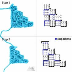 the step by step instructions to crochet an afghan stitch in three different colors