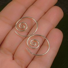 Silver Hoop Earrings / Simple Sterling Silver Hoops / Swirl Minimalist Spiral Hoop Earrings For Pierced Ears, Minimalist Spiral Hoop Earrings Handmade, Handmade Minimalist Spiral Hoop Earrings, Minimalist Spiral Hoop Earrings, Minimalist Handmade Spiral Hoop Earrings, Minimalist Spiral Hoop Earrings In Sterling Silver, Minimalist Spiral Sterling Silver Hoop Earrings, Spiral Nickel-free Hoop Earrings For Everyday, Spiral Hypoallergenic Hoop Earrings