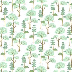 a white background with green trees and leaves on it's sides, all in different sizes