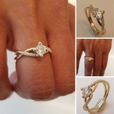 18k Unique Diamond Engagement Ring, Gold Engagement Ring, Unique Pave Diamond Ring, Women's