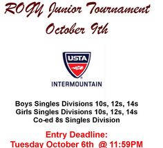 an advertisement for boys'singles division at the usta youth tennis tournament in october