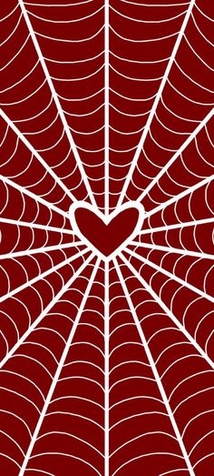 a spider web with a heart shaped hole in the center and white lines running through it