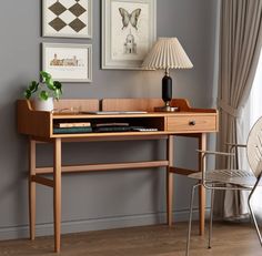 ukorua Vintage-Style Desk with Scandinavian Flair, Computer or Laptop Desk, Writing Desk with Drawer and Open Storage Cubby, Small Space Dressing Table. Small Study Desk, Modern Wood Desk, Cherry Desk, Desk With Drawer, Small Computer Desk, Walnut Desk, Computer Desks For Home, Desk Modern, Storage Cubby