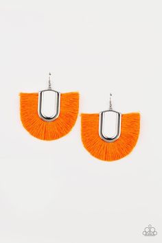 Neon orange thread fans out from a striking silver fitting, creating a vivacious fringe. Earring attaches to a standard fishhook fitting. Sold as one pair of earrings. Paparazzi Accessories Jewelry, Fringe Earring, Orange Earrings, Fish Hook Earrings, Paparazzi Accessories, Exclusive Jewelry, Tassel Fringe, Paparazzi Jewelry, Feather Earrings