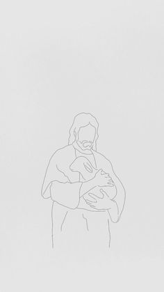 a drawing of a woman holding a baby