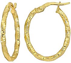 Textured and twisted, these 14K gold oval hoops are made to sparkle and shine in any light. From the Italian Jewelry Collection. Gold Diamond Cut Oval Hoop Earrings, Gold Oval Diamond Cut Hoop Earrings, Oval Gold Hoop Earrings With Diamond Cut, Italian Jewelry, Sparkle And Shine, Jewelry Collection, Gold Bracelet, Jewelry Earrings, Hoop Earrings