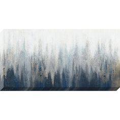 an abstract painting with blue and white colors