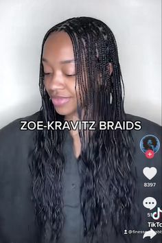 Zoe Kravitz Hairstyles Braids, Zoe Kravitz Style Braids, Gloomy Spring Outfits, Zoe Kravitz Braids Inspired, Zoe Kravitz Hairstyles, Zoey Kravitz Braids, Zoe Braids, Zoe Kravitz Hair, Layered Box Braids