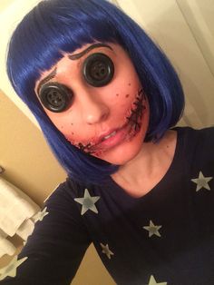 Coraline costume 2015 created with silicone modeling substance Caroline Movie, Candy Corn Halloween Costume, Dragon Costume, Special Effects Makeup, Toddler Halloween Costumes, Fx Makeup, Kids Makeup