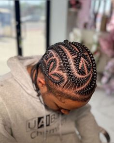 Braided Hairstyles For Men Black, Stitch Braids With Design Men, Heart Braids Men, Freestyle Braids For Men, Twist Hair Men, Heart Braids