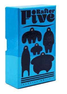 a blue box with black silhouettes of animals on the front and bottom, which reads drafter five