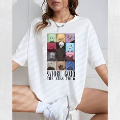 Gojo Shirt, Anime Gojo, Era Tour, Anime Tees, Cute Dress Outfits, Anime Lover, Anime Shirt, Tee Outfit, Graphic Shirt