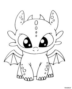 a drawing of a cute little dragon with big eyes